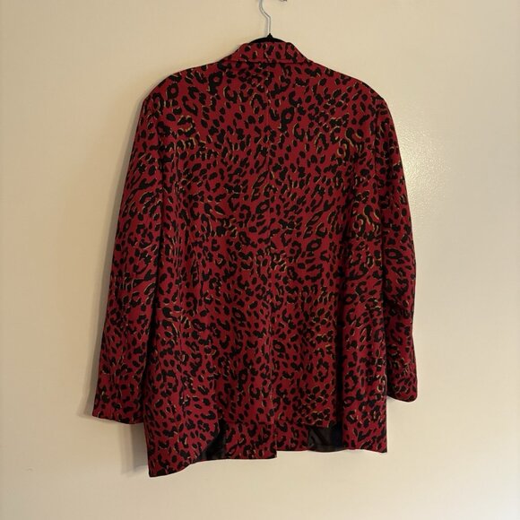 Susan Graver Women Plus SZ 2X Red Cheetah Print 1-Button Lined Blazer Jacket - Picture 10 of 10